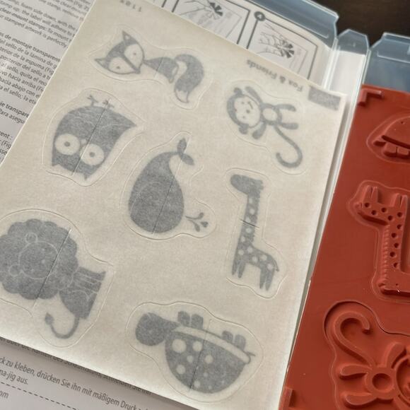 Stampin' Up! FOX & FRIENDS Stamp Set Whale Owl Turtle Giraffe Monkey NEW - Picture 3 of 4